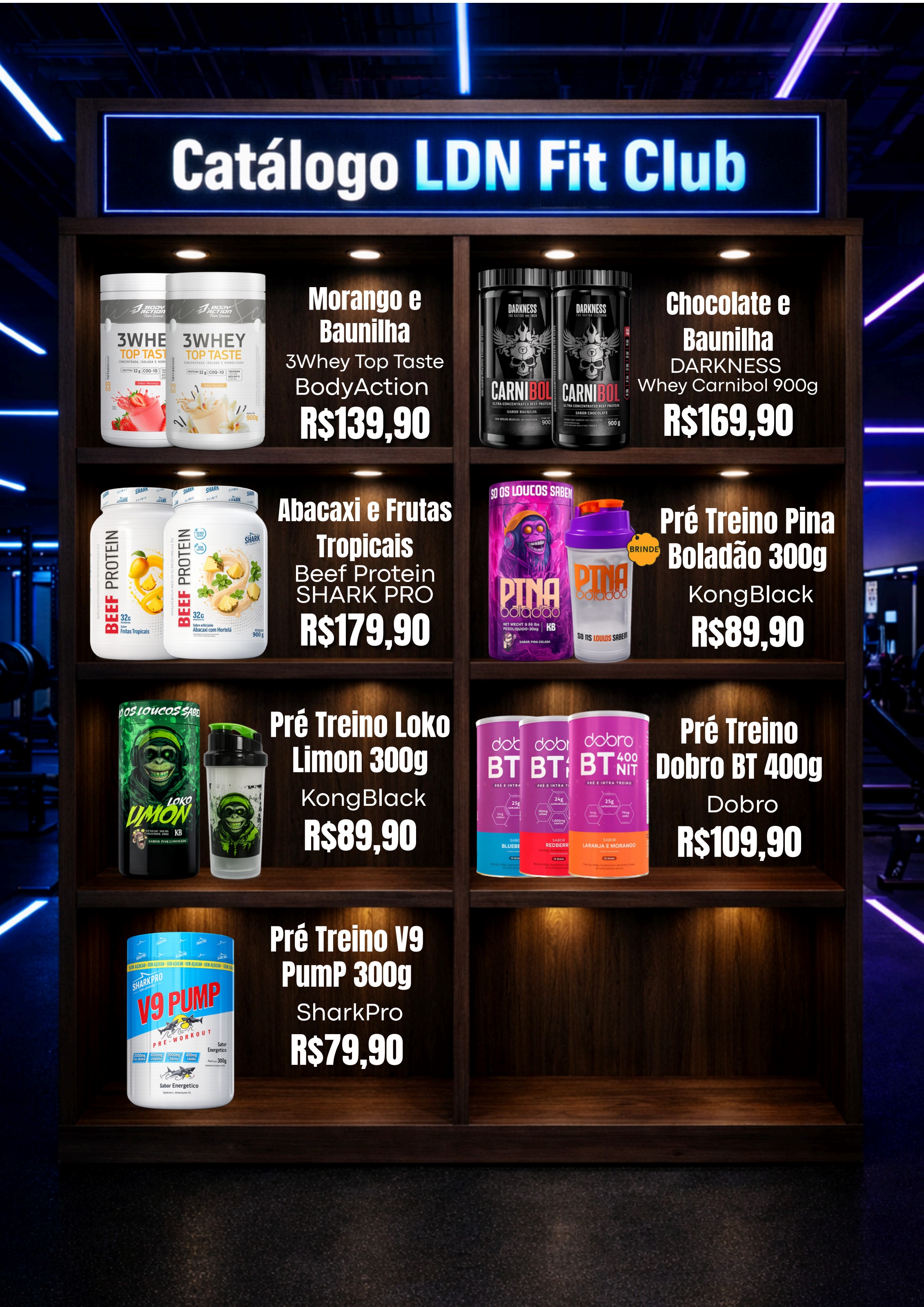 Catálogo LDN Fit Club, Wheys Premium & Pré-Treinos