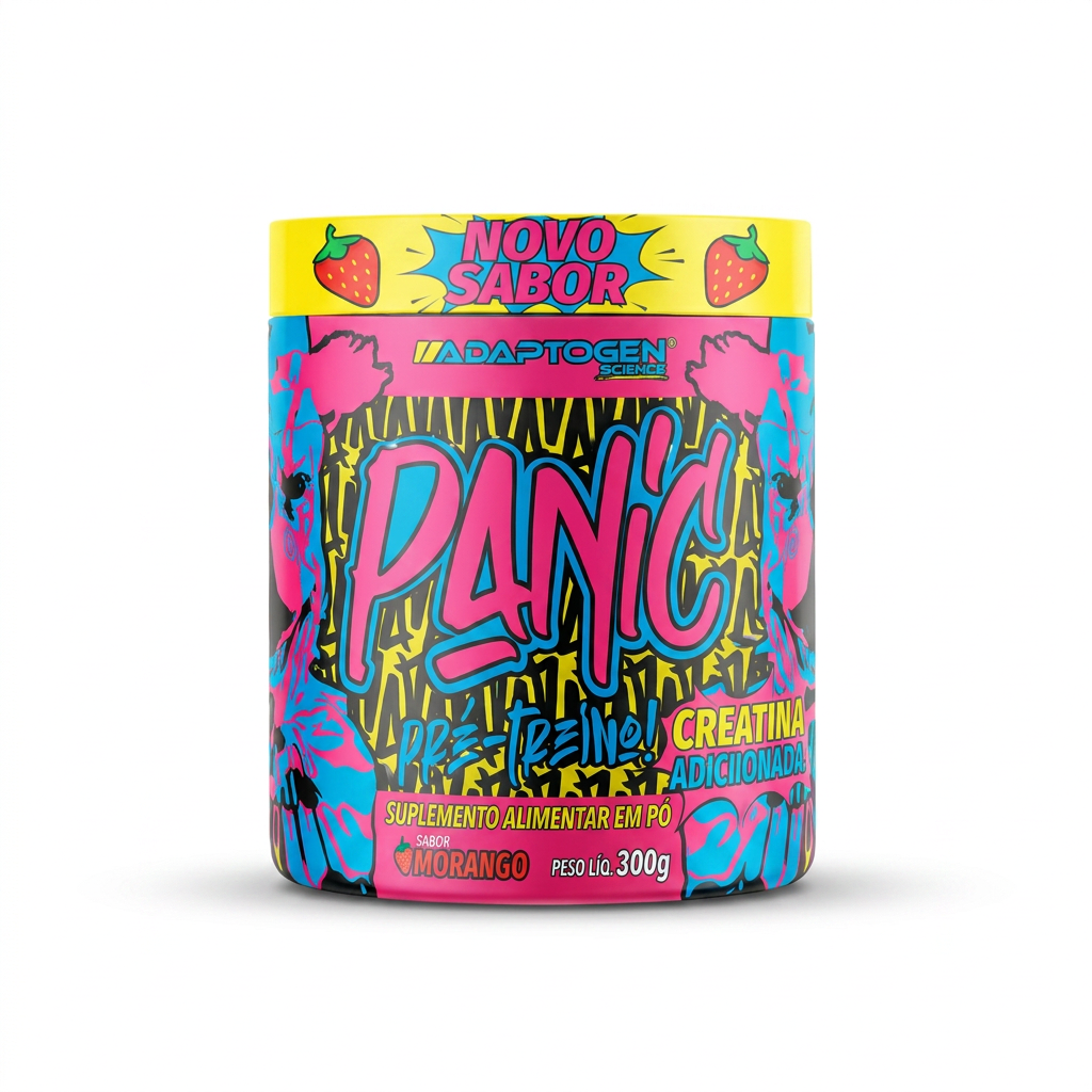 Pré Treino PANIC 300g Adaptogen, Morango